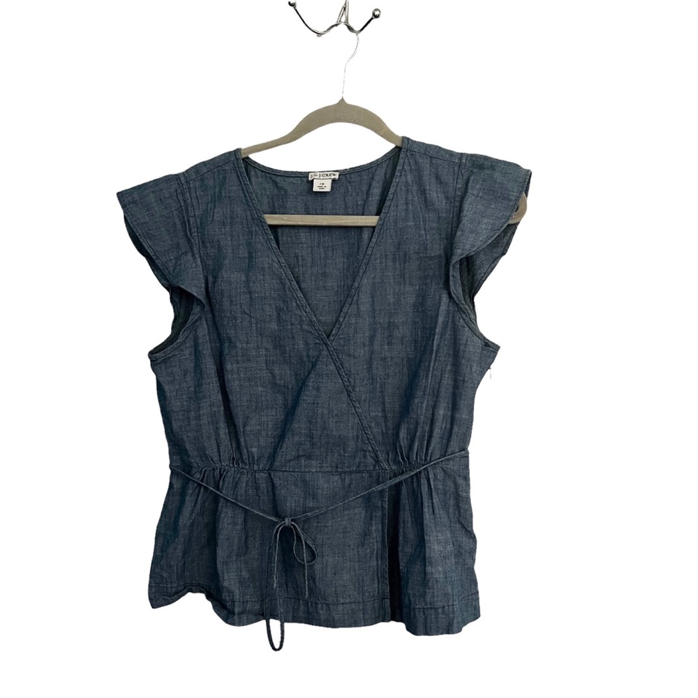 J. Crew chambray ruffle blouse